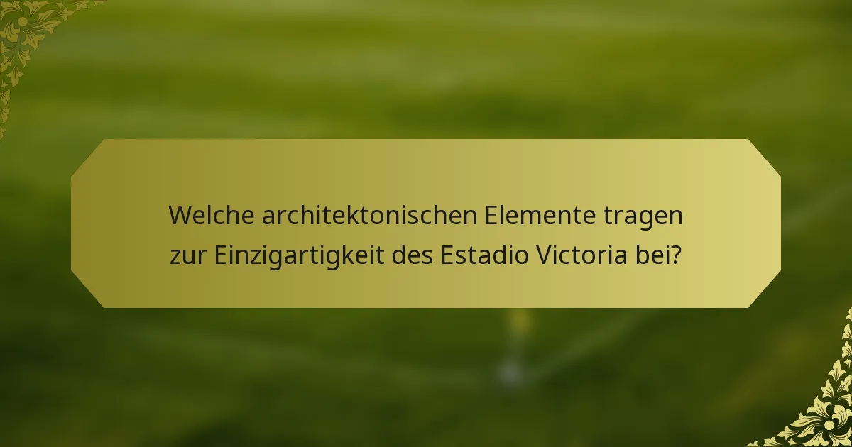 Welche architektonischen Elemente tragen zur Einzigartigkeit des Estadio Victoria bei?