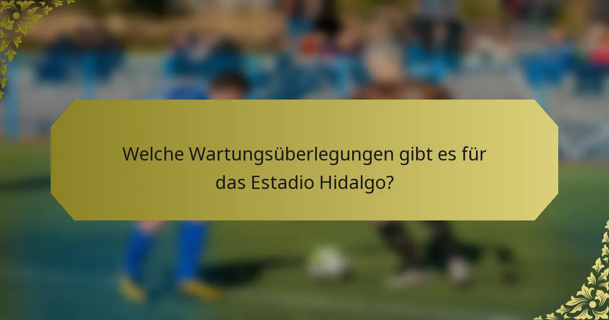 Welche Wartungsüberlegungen gibt es für das Estadio Hidalgo?